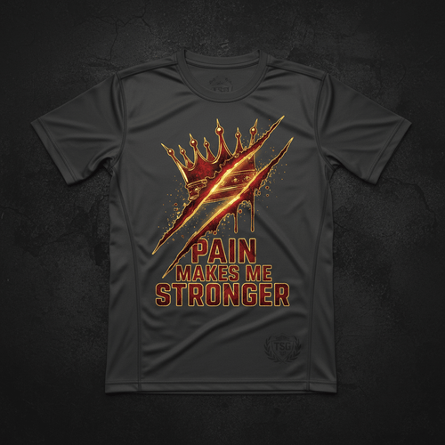 TITAN Pain is Temporary Compression Tee Warrior Scar Crown charcoal blood red gold battle scar warrior streetwear