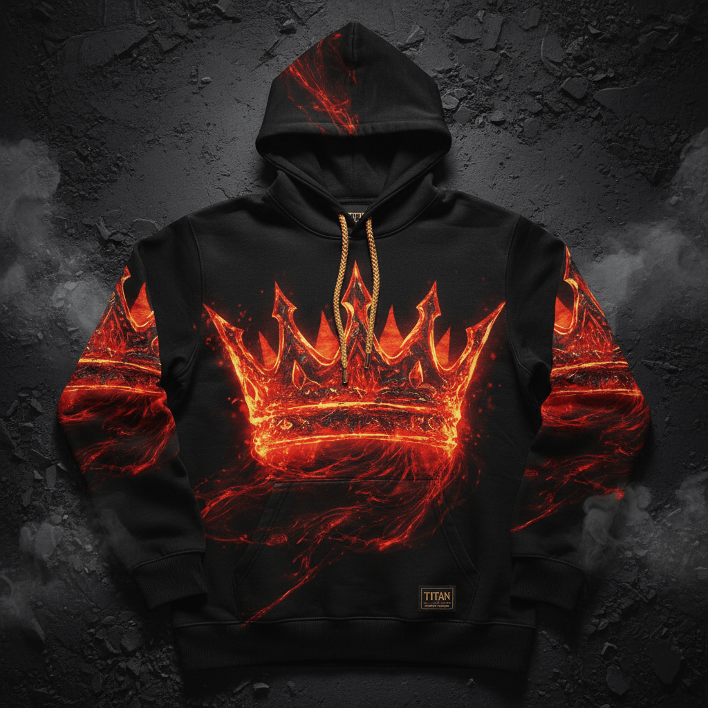 TITAN Men's Lava King Crown Pullover Hoodie — Volcanic King SWAG Edition