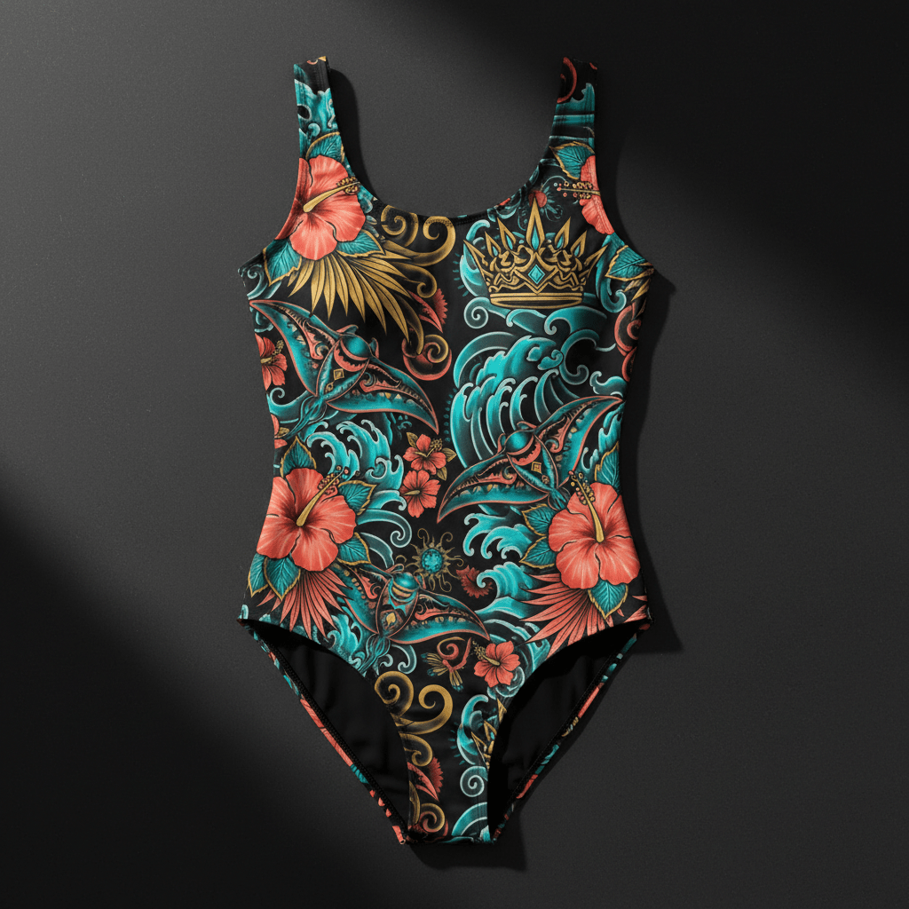 TITAN Women's One-Piece Swimsuit Tropical Queen Crown Edition