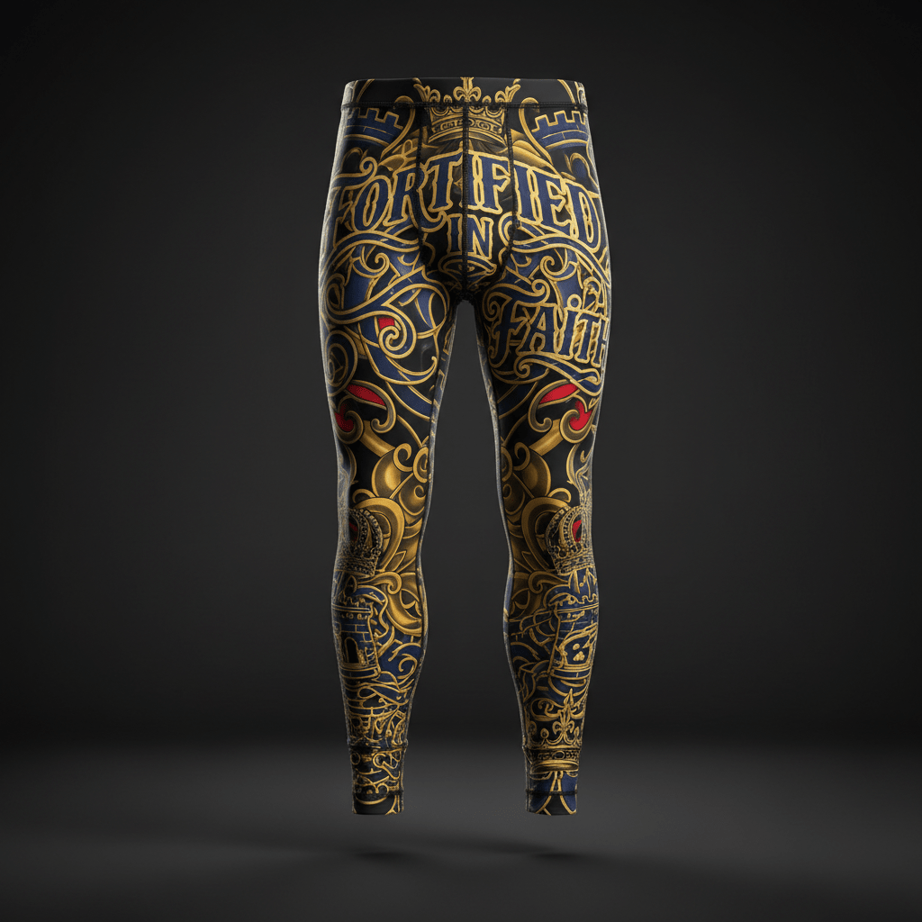 Men's Compression Tights — Fortified In Faith — Crown Edition