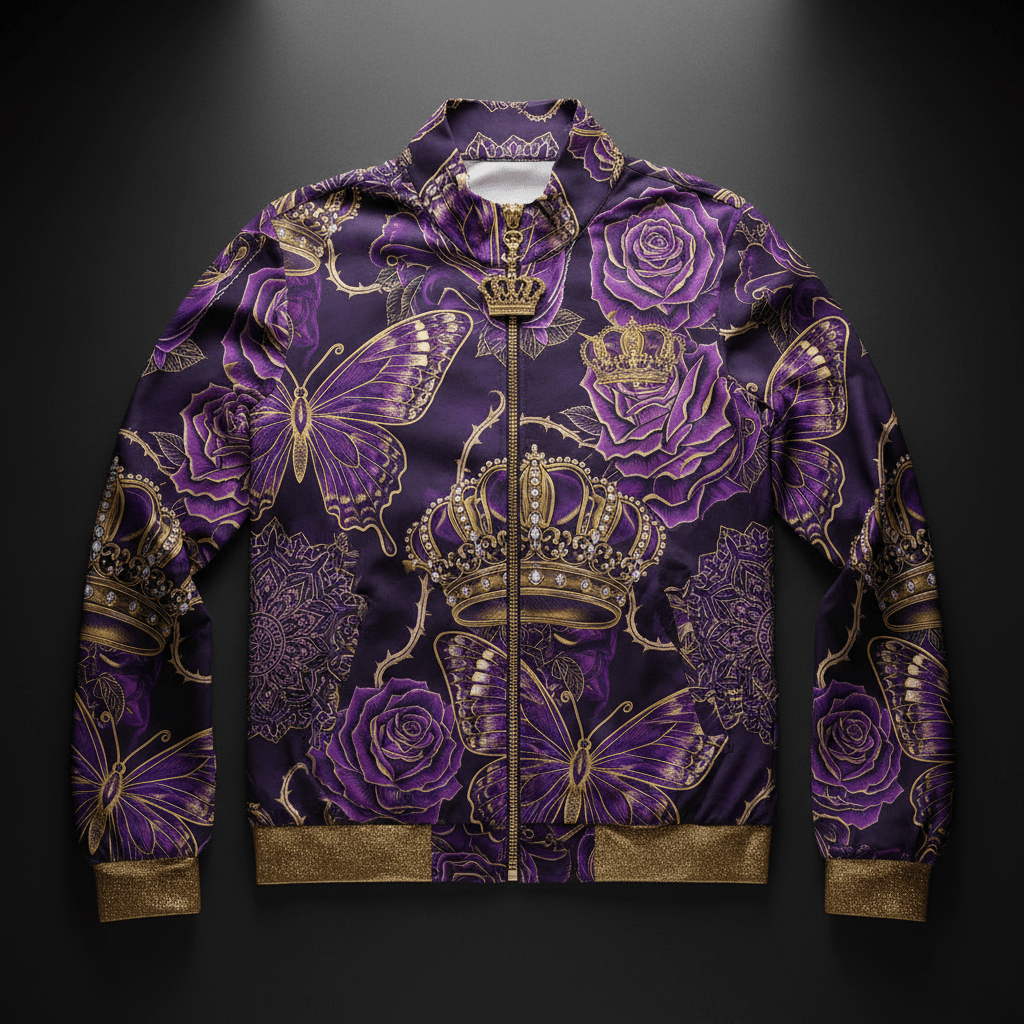TITAN Crown Edition Women's Butterfly Crown Windbreaker — Midnight Purple & Gold