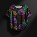 TITAN Crown Edition Tattoo Art Women's Lounge T-Shirt - bold lotus tropics tattoo artwork on matte black pima cotton