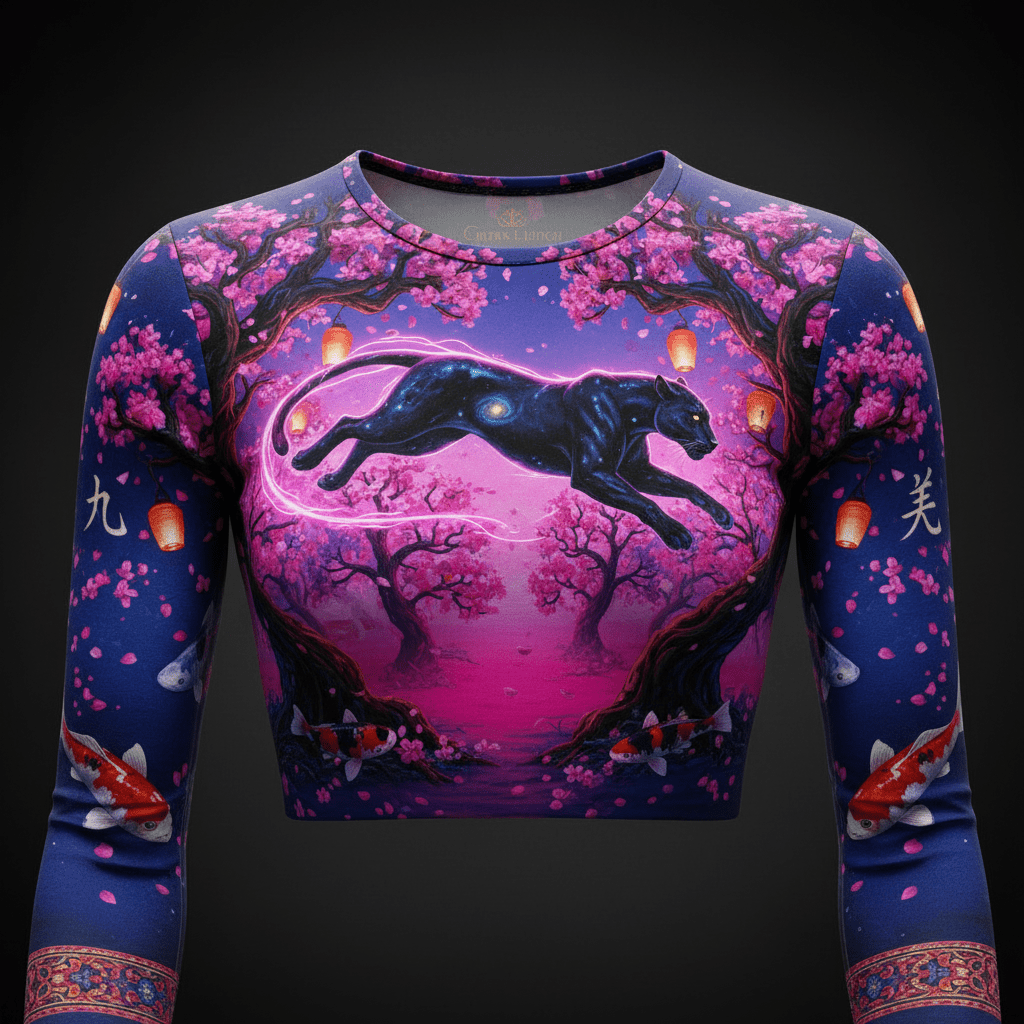 TITAN Women’s Neon Panther Sakura Dusk Long Sleeve Crop — Kuroneko Edition