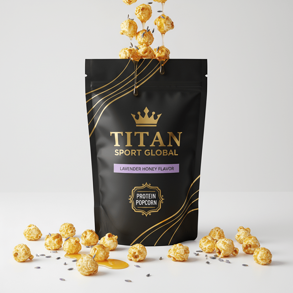 Crown Edition Lavender Honey Protein Popcorn — matte black Crown Edition pouch
