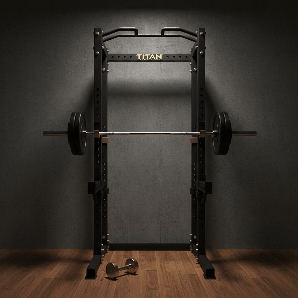 TITAN Crown Edition Half Rack with Pull-Up Bar matte black gold