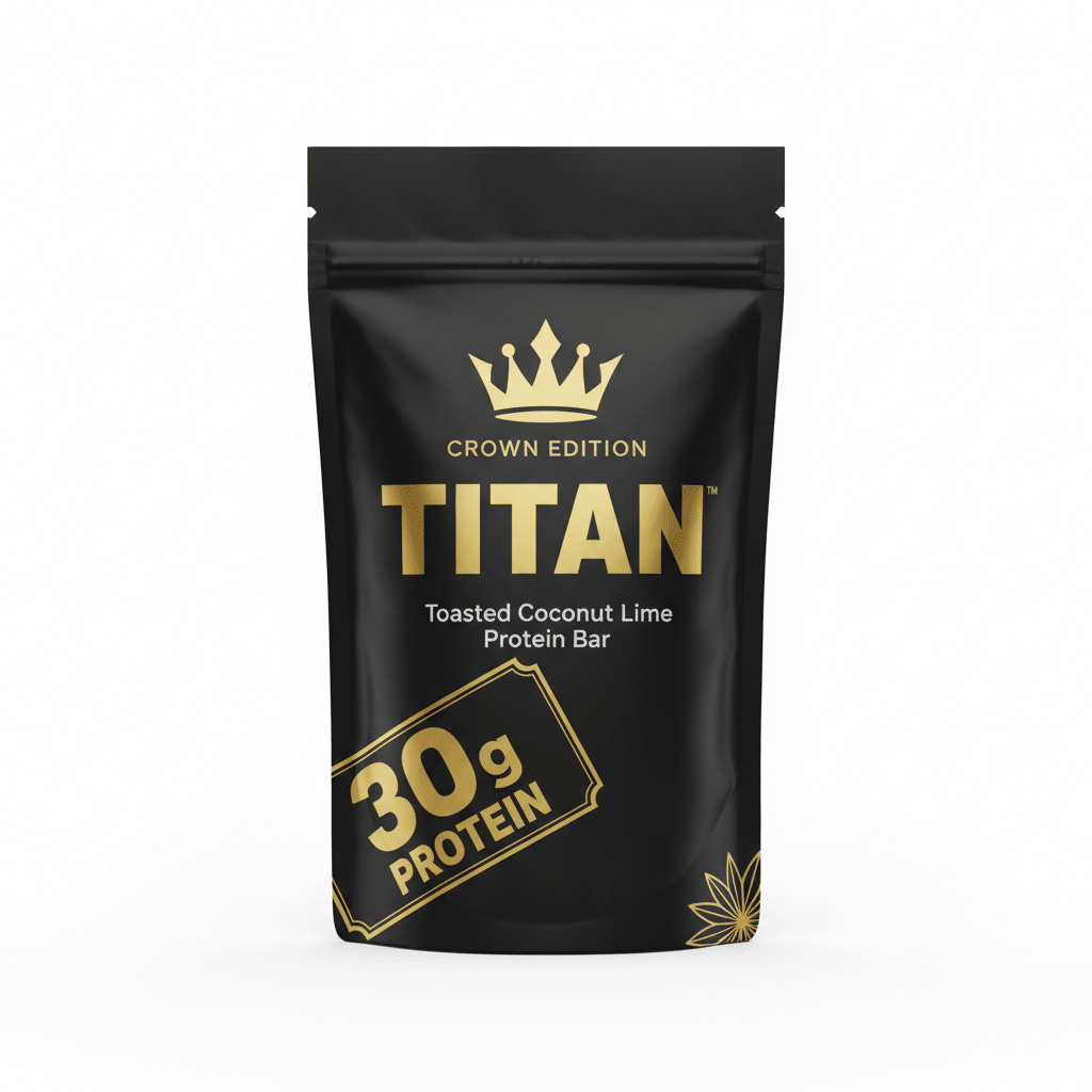TITAN Toasted Coconut Lime Protein Bar Crown Edition packaging