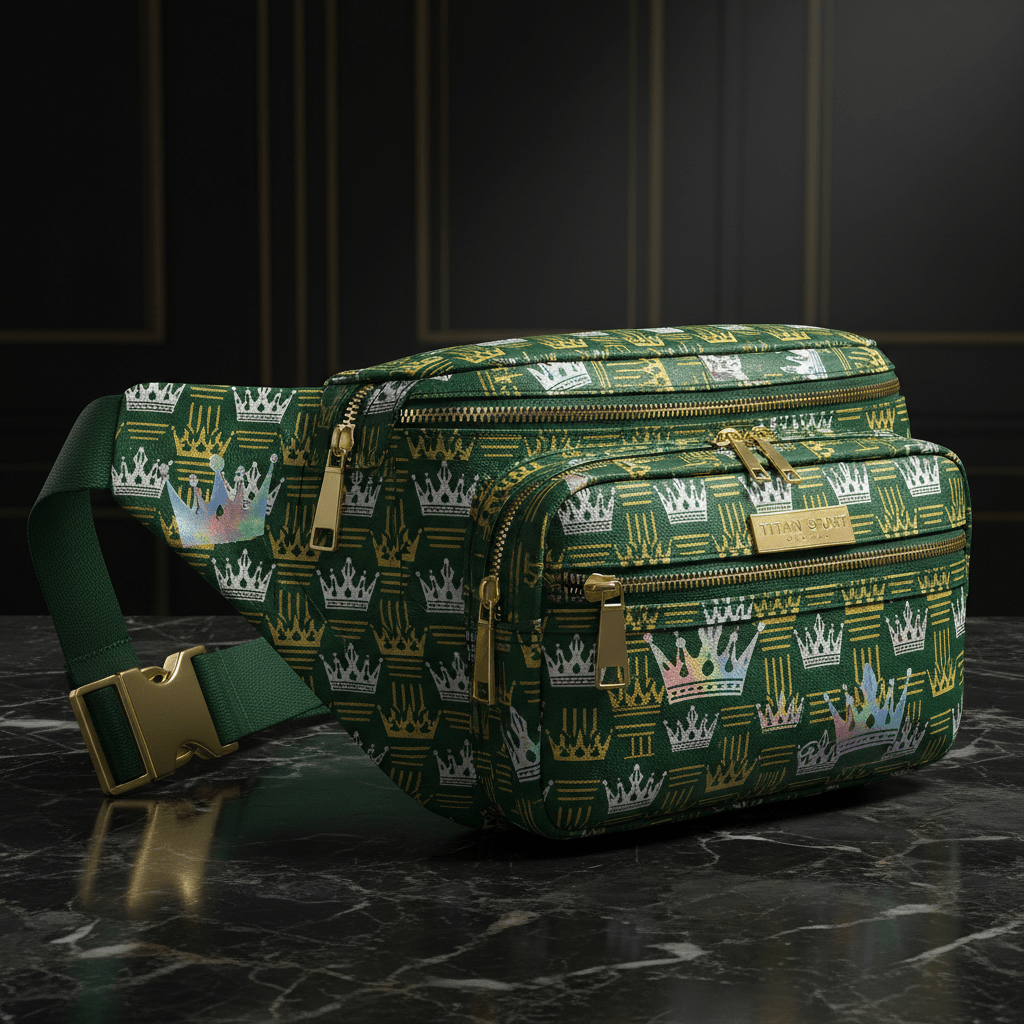 TITAN Crown Waist Pack — Forest Green & Gold/White