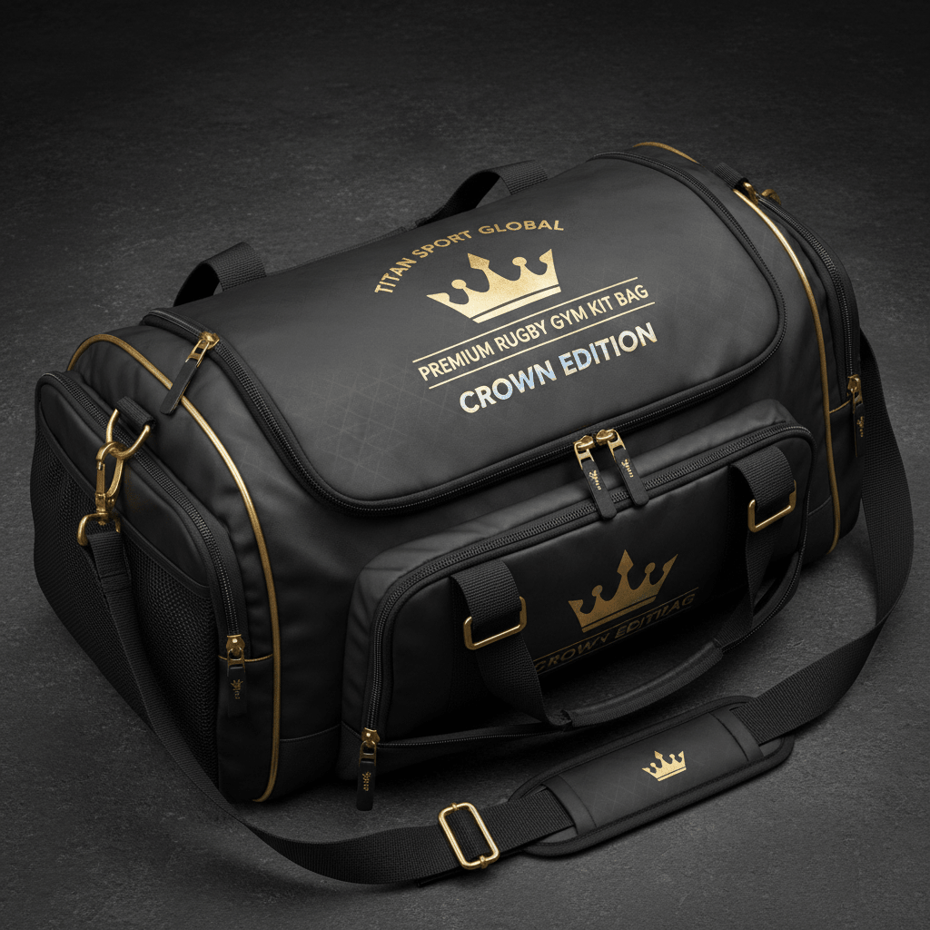 TITAN Crown Edition Rugby Gym Kit Bag Matte Black Gold