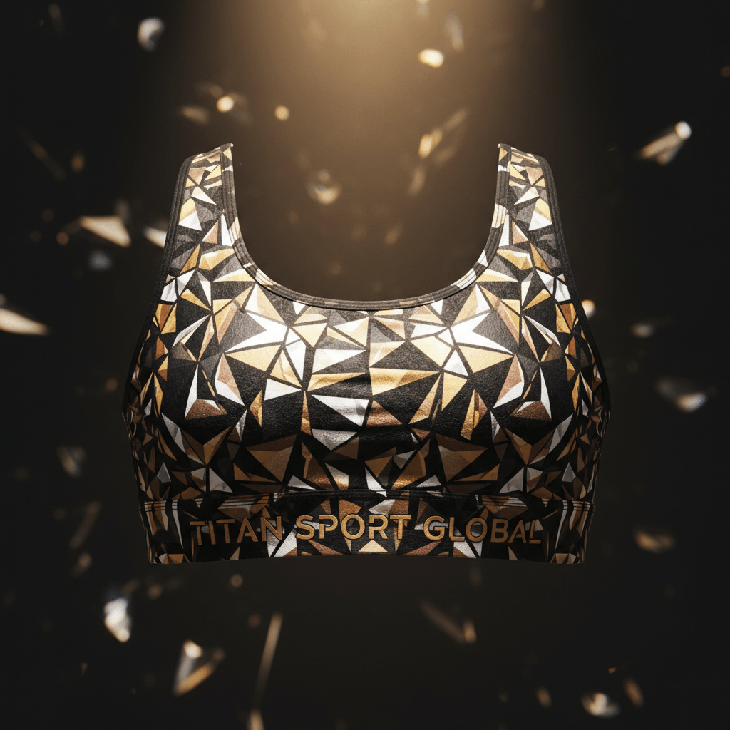 TITAN Elite Performance Sports Bra — Crystal Diamond Geometric Design