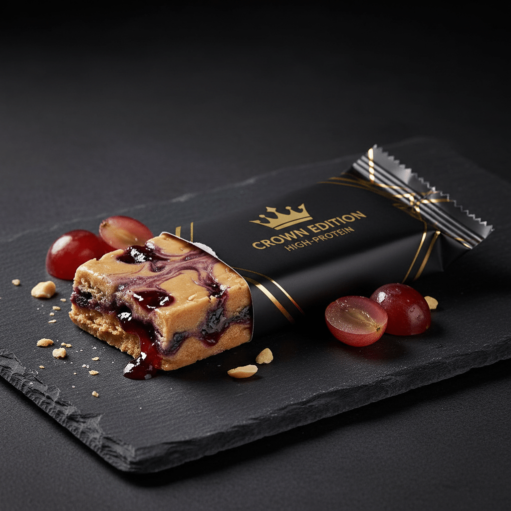 TITAN Peanut Butter & Jelly Protein Bar — Crown Edition matte black packaging