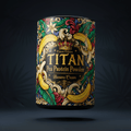 TITAN Pea Protein Powder — Banana Cream, Crown Edition tattoo-style artwork