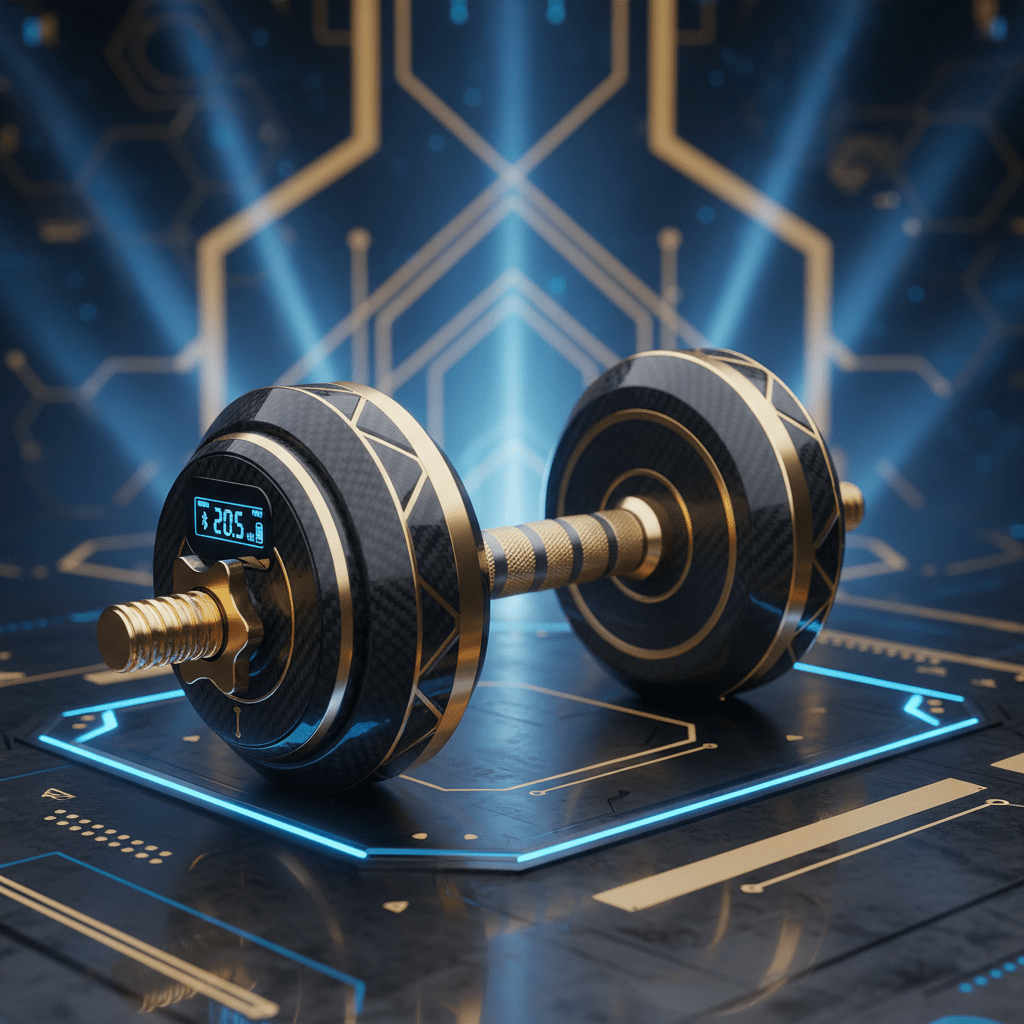 TITAN Smart Adjustable Dumbbell Tech Crown Edition LCD display black gold