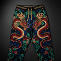 TITAN Crown Edition Tattoo Art Men's Lounge Joggers - bold colorful tattoo artwork on matte black fabric