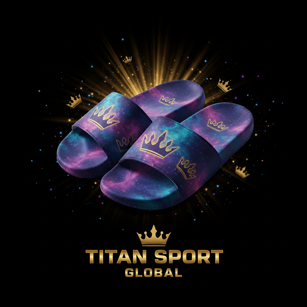 TITAN SPORT GLOBAL recovery slides with cosmic nebula crown pattern