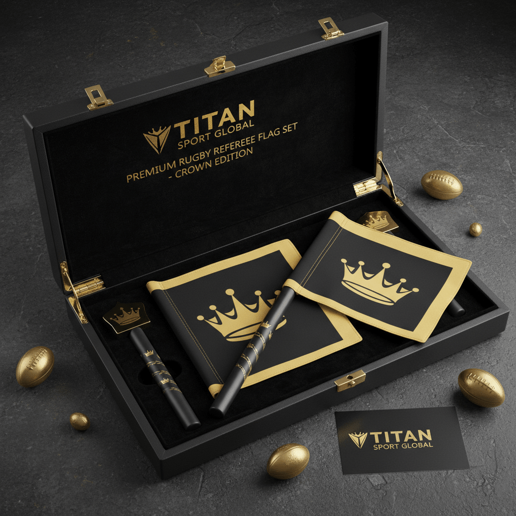 TITAN Crown Edition Rugby Flag Set Matte Black Gold