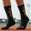 TITAN Athletic Crew Socks - Black & Gold Performance Socks