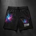 TITAN Men's Cosmic Burst Crown Athletic Shorts flat lay