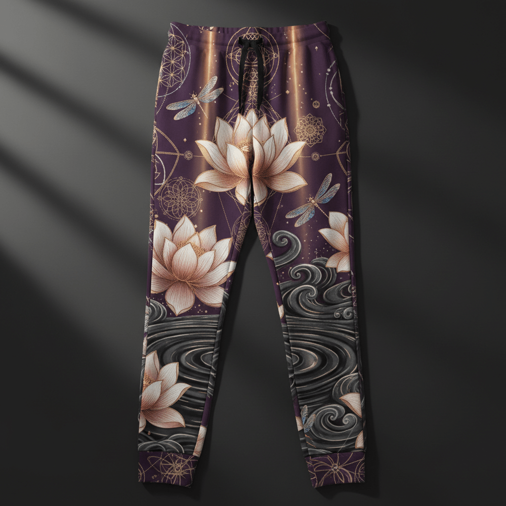 TITAN Women's Joggers — Lotus Flower Awakening rose gold plum purple sacred design