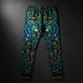 TITAN Printed Sweatpants — Lion and crown tattoo-style artwork in royal blue and emerald green with gold accents