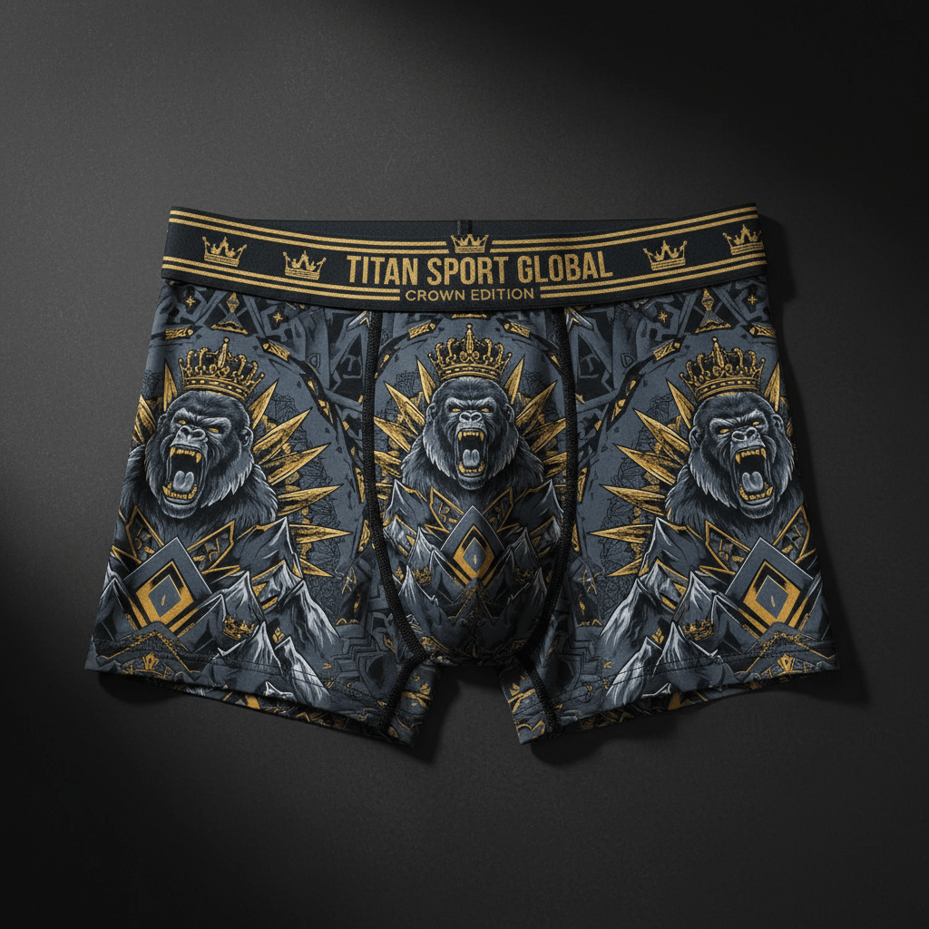 TITAN Crown Edition Men's Silverback King Boxer Briefs — Slate Grey & Gold