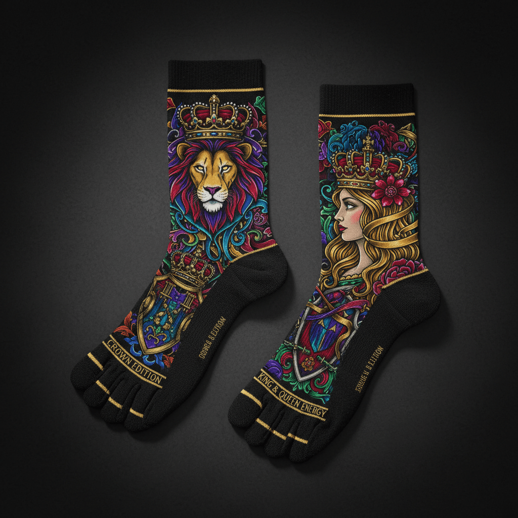 TITAN Crown Edition Tattoo Art Five-Finger Toe Socks