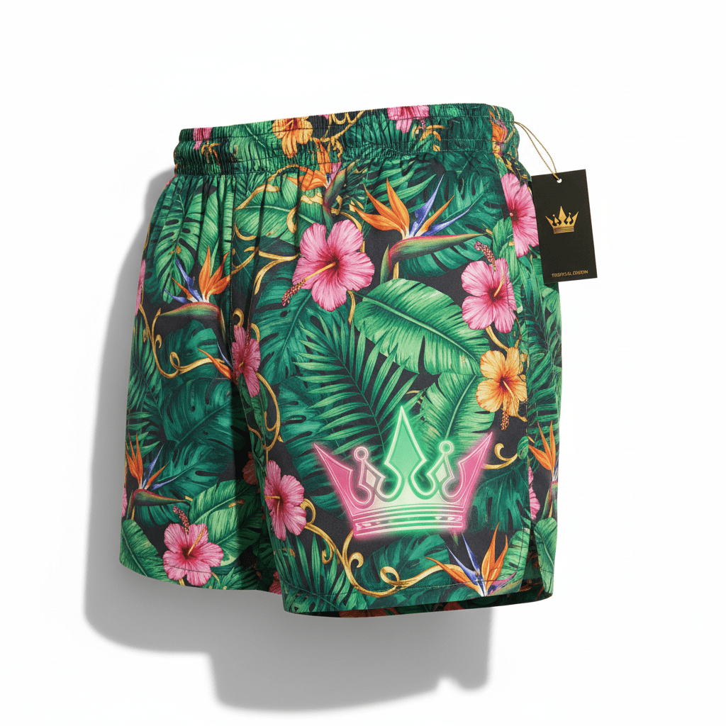TITAN Tropical Crown Running Shorts — Crown SWAG Edition