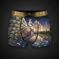 TITAN Mughal Empress Peacock Women's Cozy Boxer Shorts Crown Edition — peacock in Mughal empress armor anime art on matte black