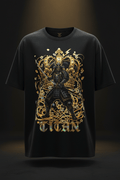 TITAN Samurai Crown Graphic Tee in Black Holographic with gold samurai crown graphic
