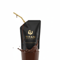 TITAN Protein Shake Pouch Chocolate Fudge Brownie — matte black pouch
