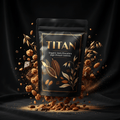 TITAN Organic High-Protein Granola Dark Chocolate — ultra-premium luxury editorial product shot