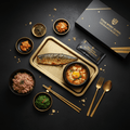 TITAN Korean Grilled Mackerel Power Breakfast meal kit flat lay dark luxury
