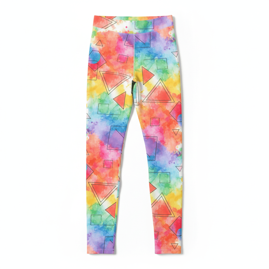 TITAN Women's High-Waist Leggings — Rainbow Watercolor vibrant colorful design