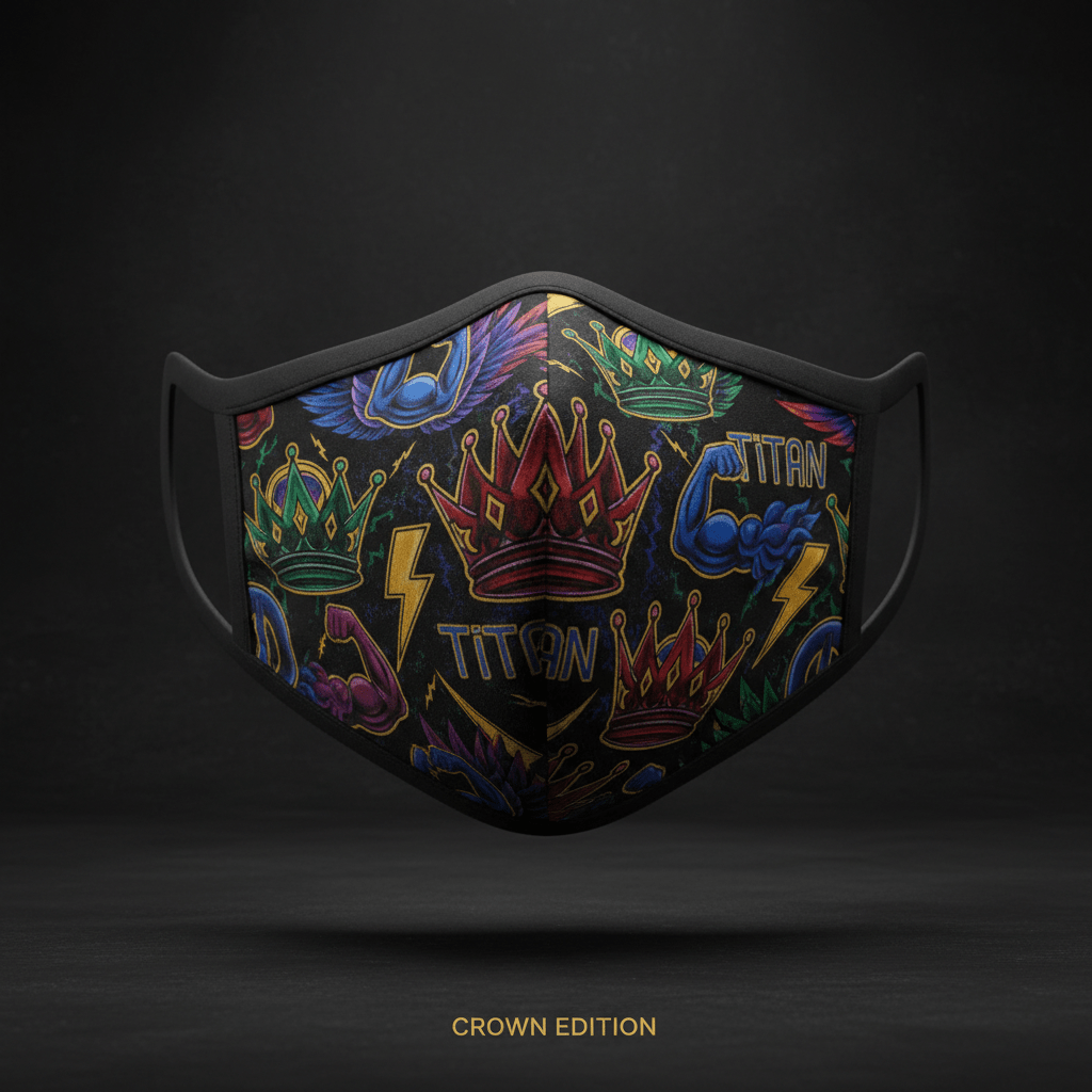 TITAN Face Mask — Crown Edition bold all-over sublimation print