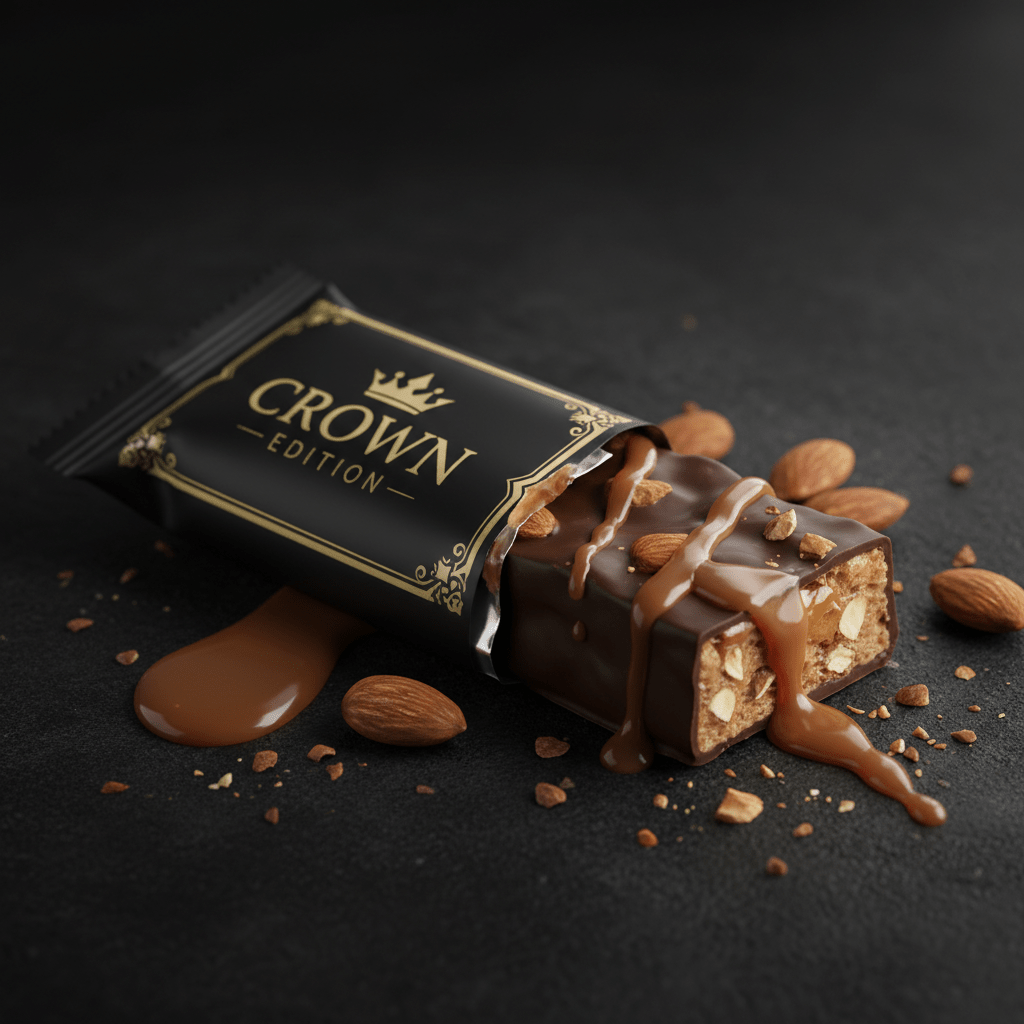 TITAN Salted Caramel Almond Protein Bar — Crown Edition matte black packaging
