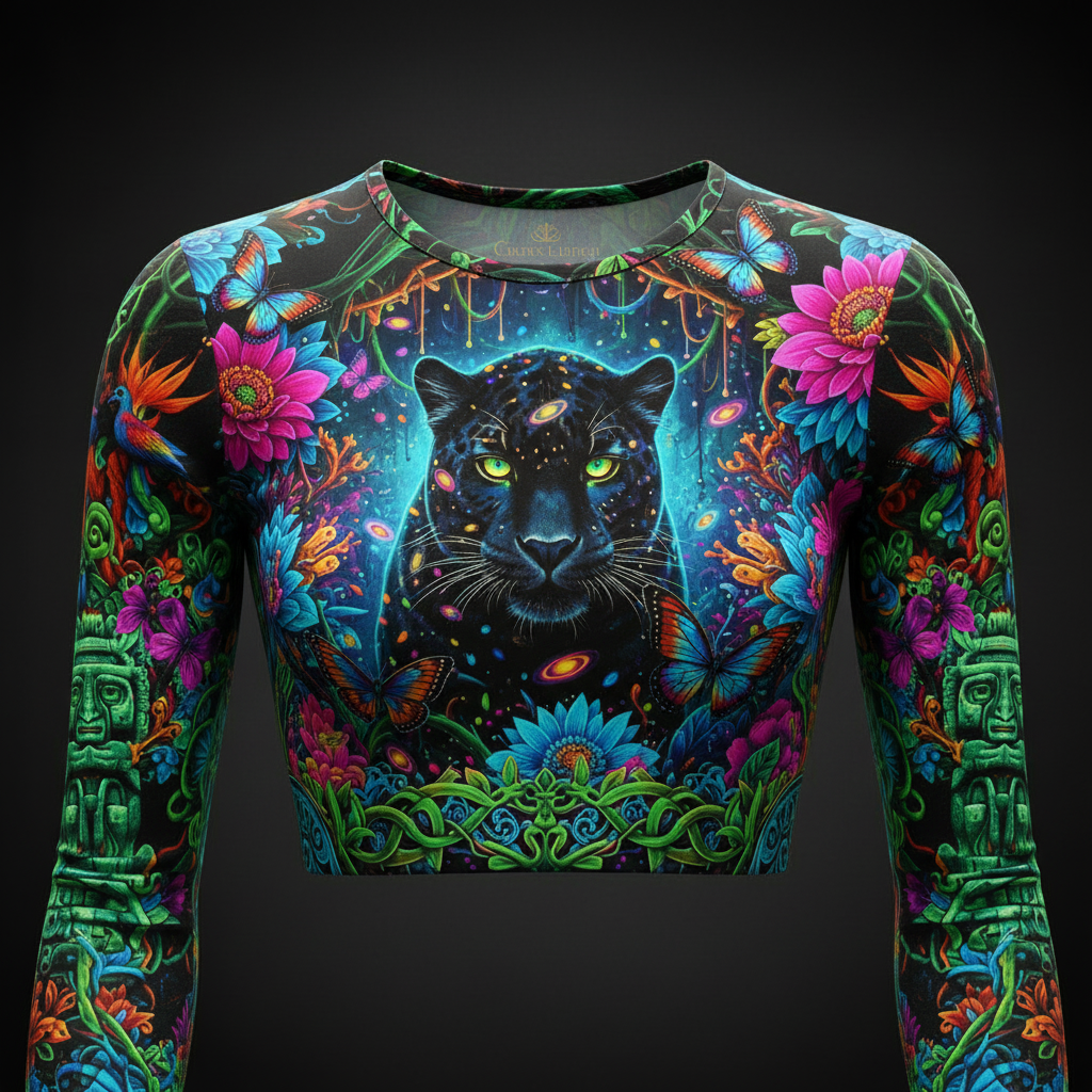 TITAN Women’s Neon Jaguar Rainforest Long Sleeve Crop — Panthera Edition