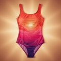 TITAN Women's One-Piece Swimsuit — Sunset Ombre coral to violet gradient design