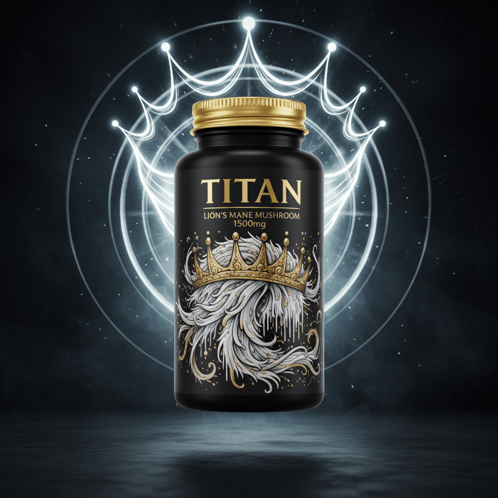 TITAN Lion's Mane Mushroom 1500mg supplement bottle