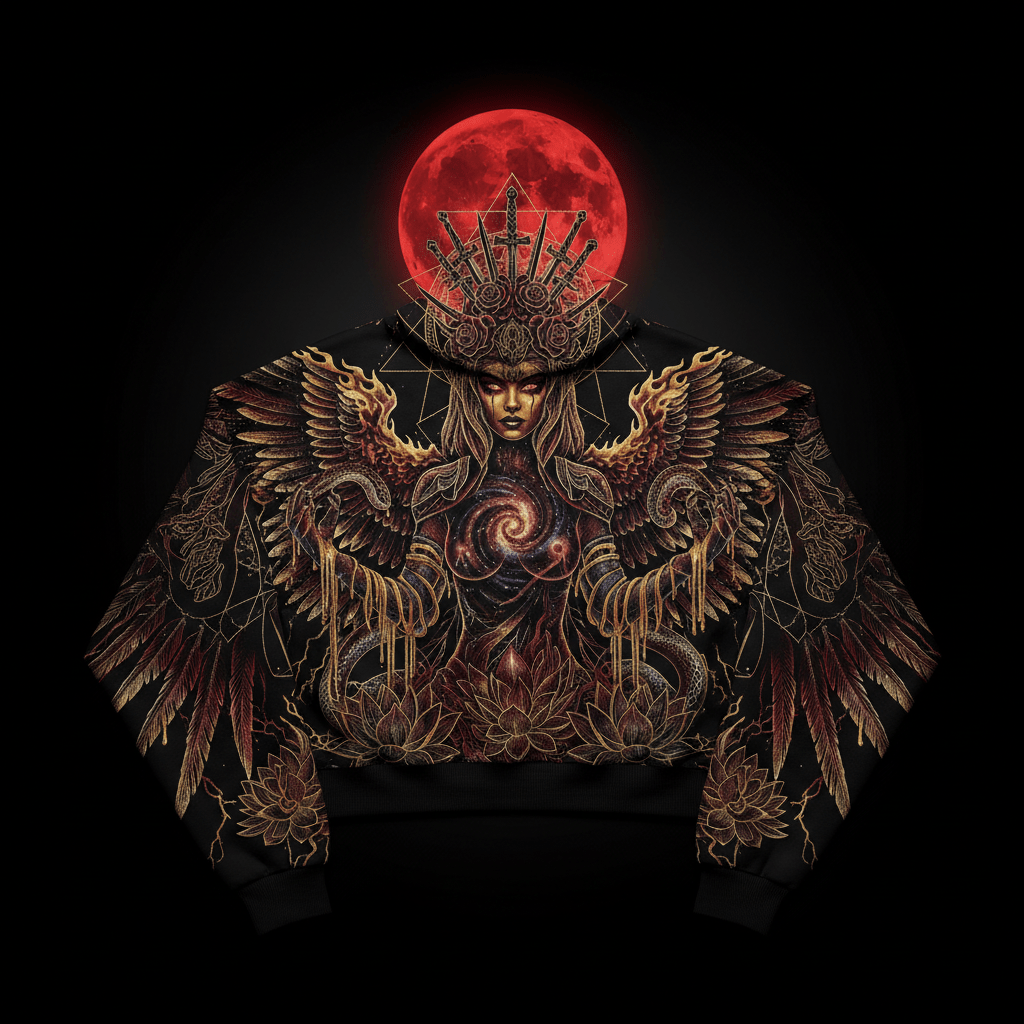 Warrior Queen Goddess Crop Hoodie — TITAN Crown Edition women's spiritual warrior streetwear