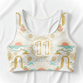 TITAN Women's Sports Bra — Angel Number 111 white gold coral manifestation design