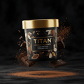 TITAN Organic High-Protein Pudding Cup Chocolate — ultra-premium luxury editorial product shot