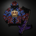 TITAN Crown Edition Tattoo Art Men's Lounge Matching Set - bold imperial dragon tattoo artwork on matte black fleece