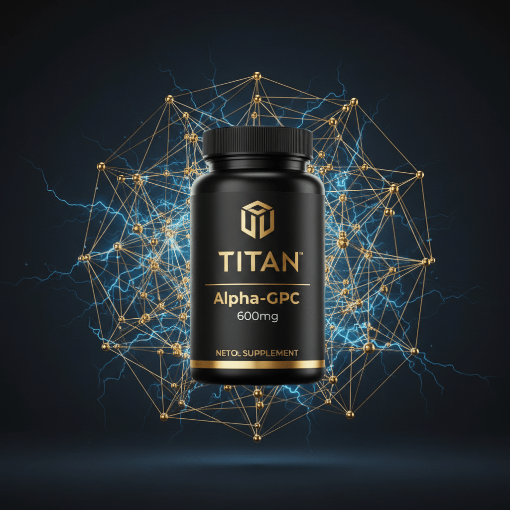 TITAN Alpha-GPC 600mg supplement bottle