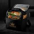 TITAN Insulated Meal Prep Bag with stackable containers and gold crown logo
