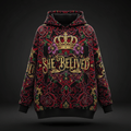 Women's Hoodie — She Believed — Crown Edition with affirmation artwork