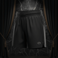 TITAN Volleyball Shorts Crown Edition matte black gold crown logo left thigh side split hem ghost mannequin