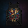 TITAN Elite Performance Tank Men's Black & Gold — Crown Edition tattoo-style flat lay