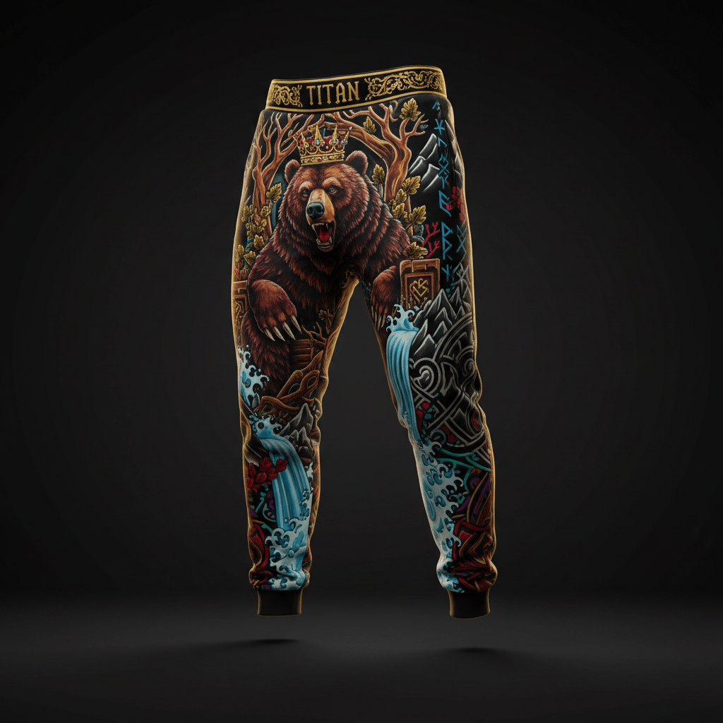 TITAN Men's Sweatpants - Grizzly Bear King Crown Edition Design