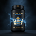 TITAN Pre-Workout Ignite Electric Blue Crown Edition black blue gold tub