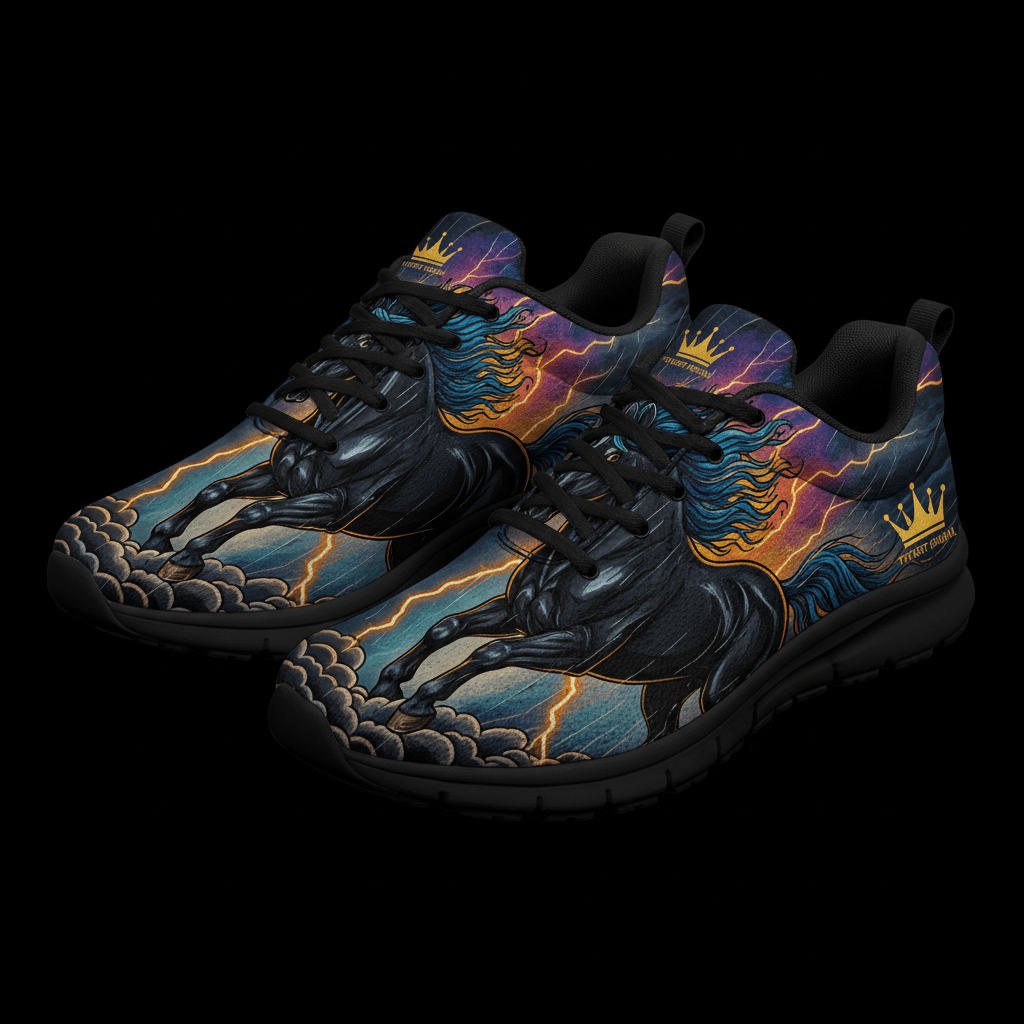 TITAN Crown Edition Color Midnight Stallion Men's Running Shoe Color Tattoo Art