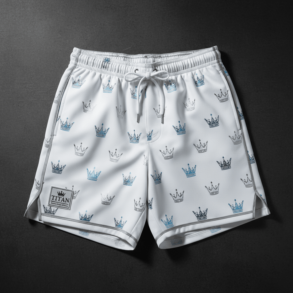 TITAN Men's Arctic White Crown Athletic Shorts — Ice King SWAG Edition